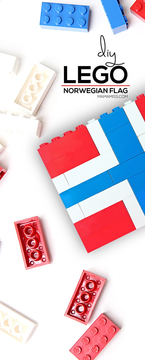 LEGO Norwegian flag! Study each country flag in a fun & educational way – with Legos from @mamamissblog