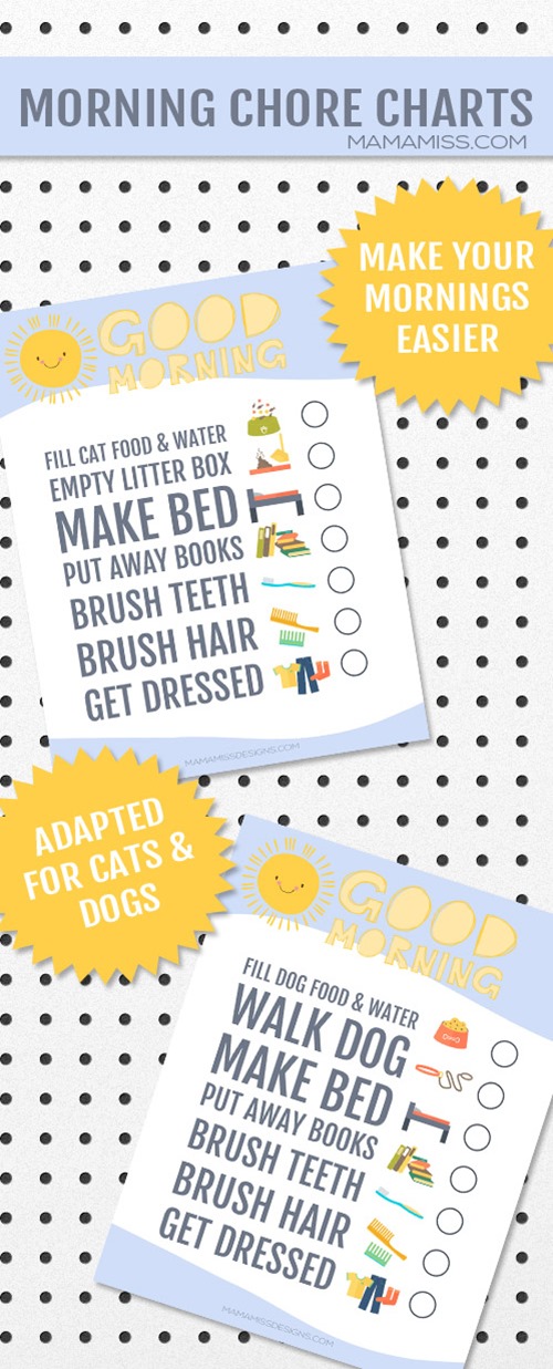 Morning Chore Chart :: make your mornings easier with this simple free printable morning chore chart from @mamamissblog