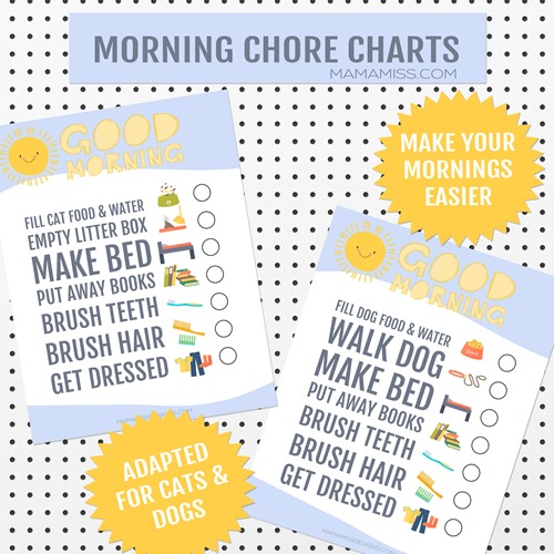 Morning Chore Chart :: make your mornings easier with this simple free printable morning chore chart from @mamamissblog