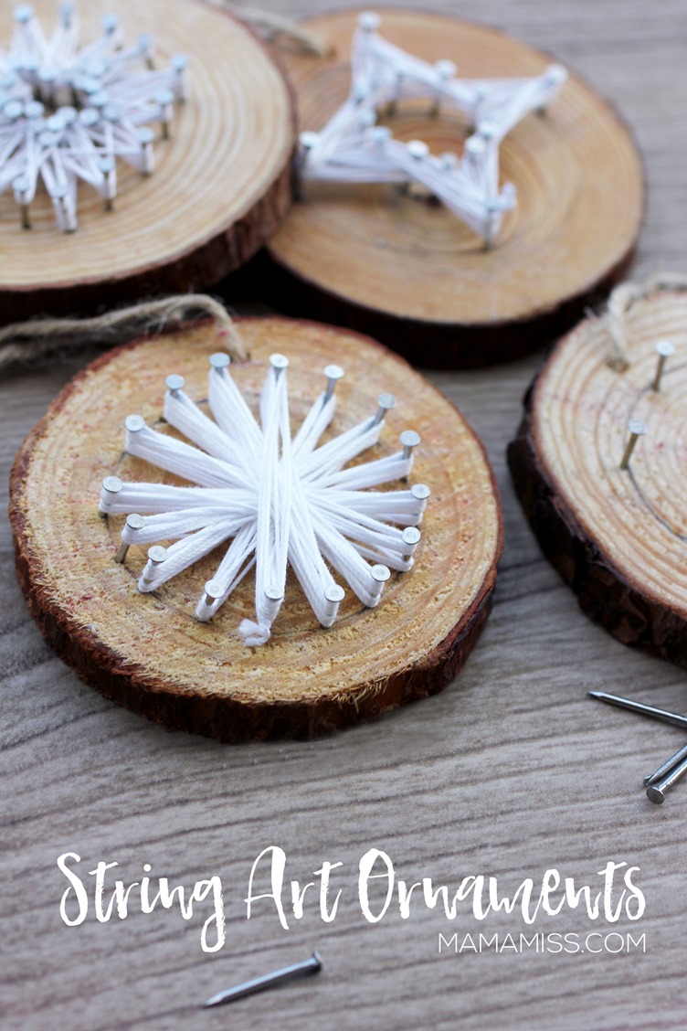 String Art Ornaments - Made by Kids! Inspired by the kids book The Christmas Wish