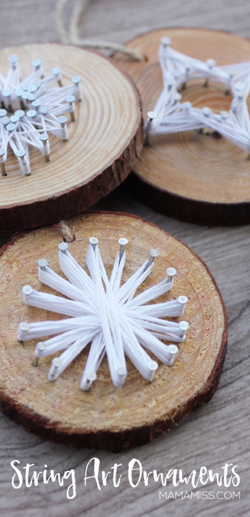 String Art Ornaments - Made by Kids! Inspired by the kids book The Christmas Wish