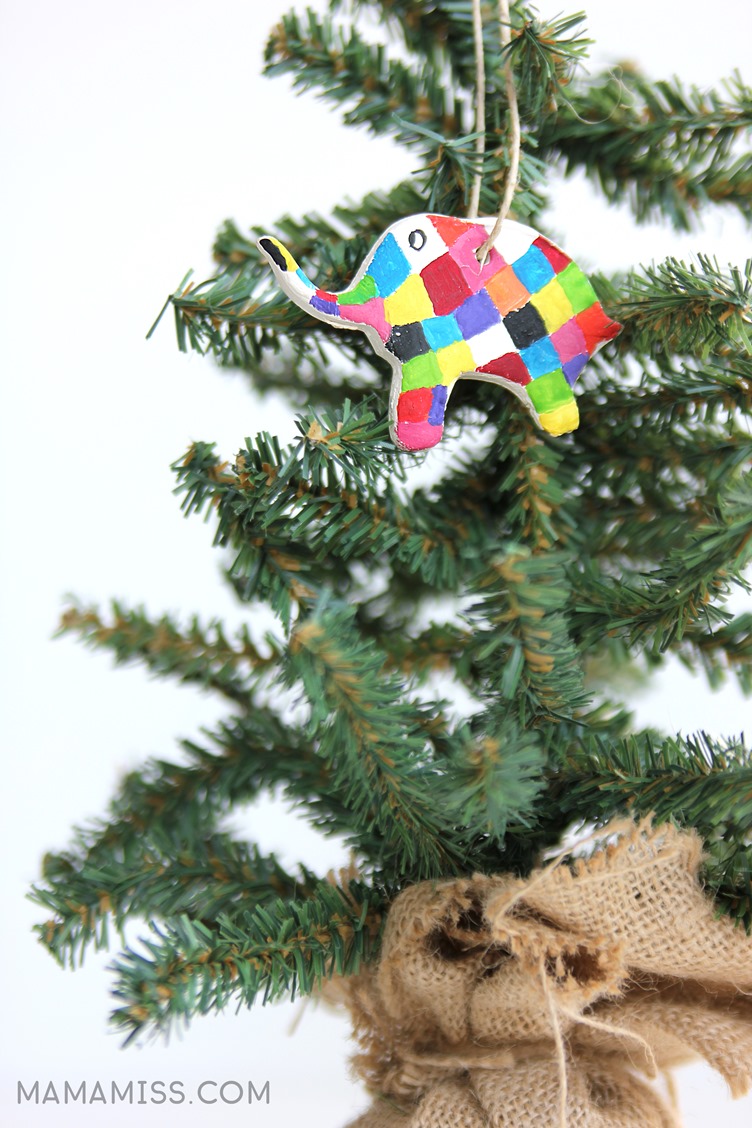 Painted Elmer Ornament - Made by Kids! Inspired by the kids book Elmer's Christmas.