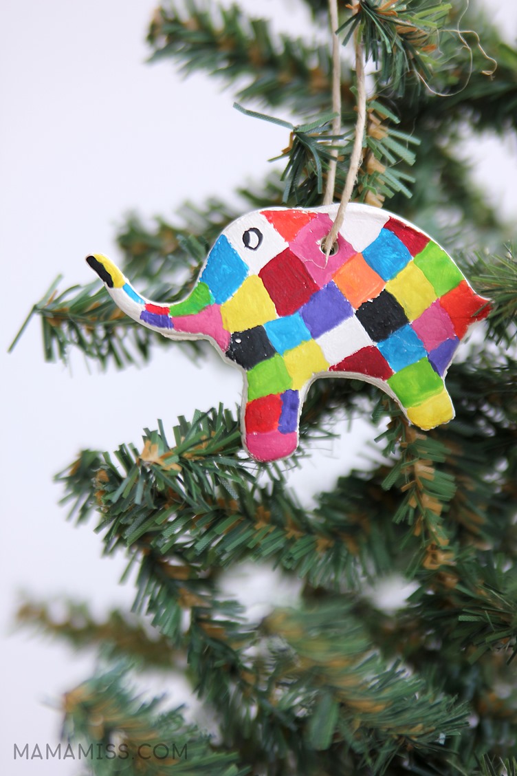 Painted Elmer Ornament - Made by Kids! Inspired by the kids book Elmer's Christmas.