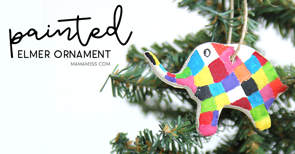 Painted Elmer Ornament - Made by Kids! Inspired by the kids book Elmer's Christmas.
