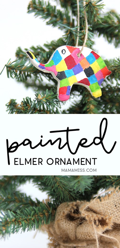 Painted Elmer Ornament - Made by Kids! Inspired by the kids book Elmer's Christmas.