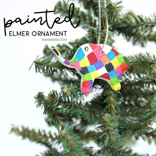 Painted Elmer Ornament - Made by Kids! Inspired by the kids book Elmer's Christmas.