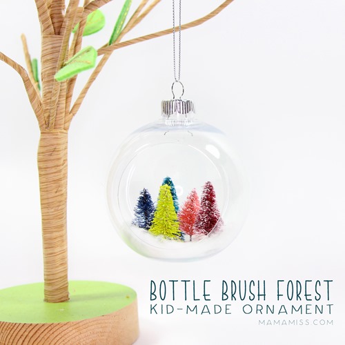 Bottle Brush Forest Ornament - Made by Kids! Inspired by the kids book Pick a Pine Tree from @mamamissblog for a #KidMadeChristmas