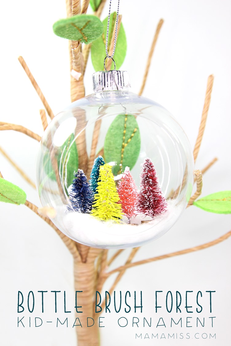 Bottle Brush Forest Ornament - Made by Kids! Inspired by the kids book Pick a Pine Tree from @mamamissblog for a #KidMadeChristmas