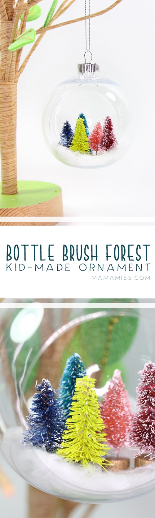 Bottle Brush Forest Ornament - Made by Kids! Inspired by the kids book Pick a Pine Tree from @mamamissblog for a #KidMadeChristmas