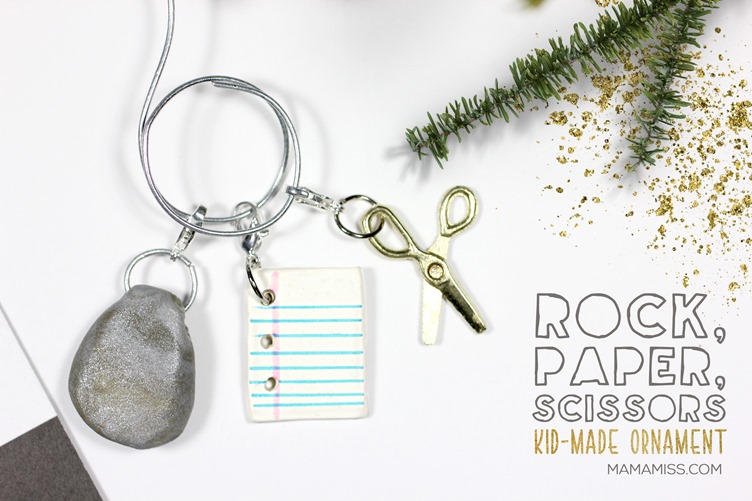 Rock, Paper, Scissors Ornament from @mamamissblog for a #KidMadeChristmas / Inspired by the kids book The Legend of Rock, Paper, Scissors by @DrewDaywalt @MrAdamRex 