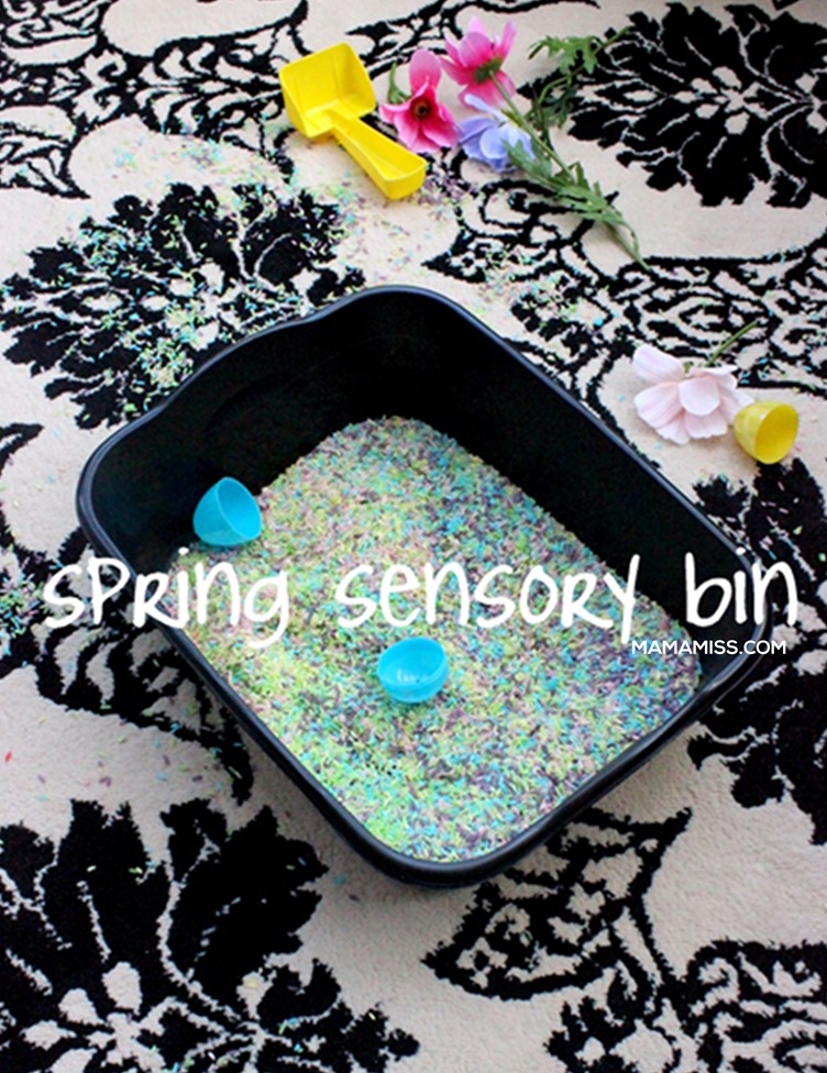 Spring Sensory Bin #spring #sensory - see the steps on @mamamissblog ©2012